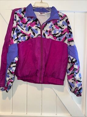 Reebok Purple & White Windbreaker with Red Logo Accent